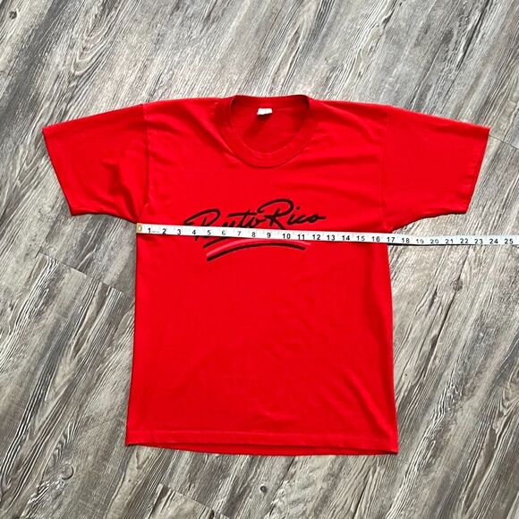 Vintage 80's Puerto Rico Red Short Sleeve Shirt Made in USA - Picture 3 of 6